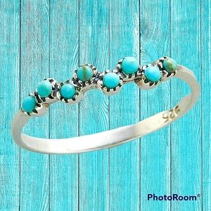 Sterling silver 925 stamped bubble natural Turquoise ring size 6.